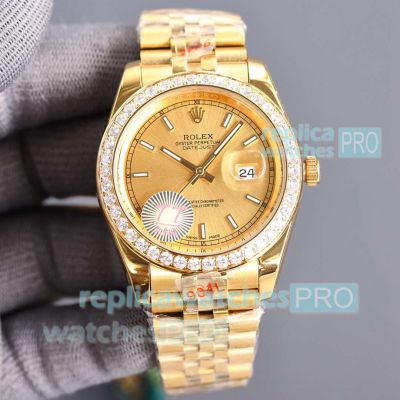 AAA Clone Rolex Datejust II Citizen 8215 Yellow Gold Watch Diamond Bezel 